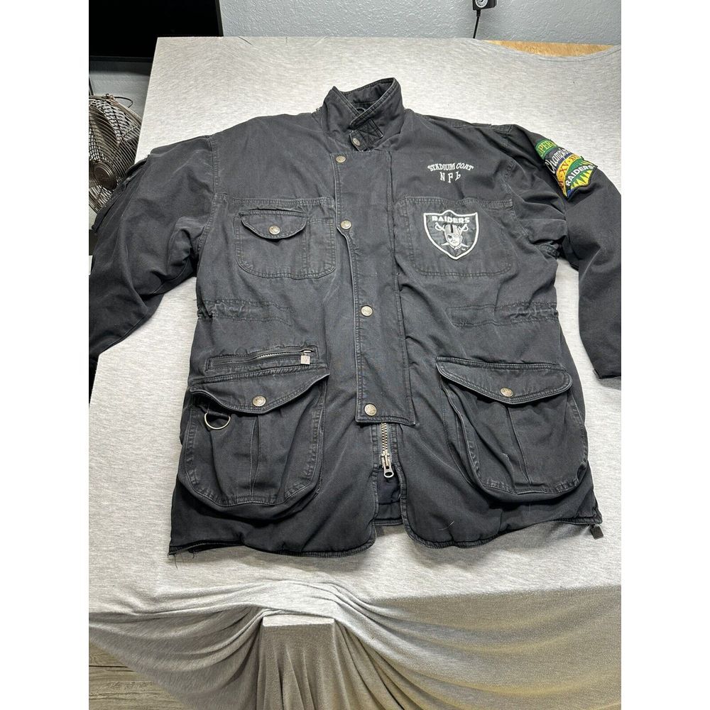 RARE VTG‎ NFL  Mirage First String Oakland Raiders Coat L